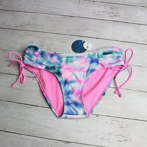 Decree Women's Bikini Swimwear Swim Bottoms Size S Pink Blue Tie Dye